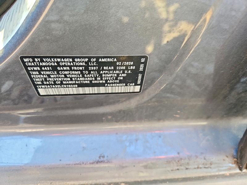 2020 Volkswagen Passat მანქანა იყიდება აუქციონზე, vin: 1VWSA7A32LC015249, აუქციონის ნომერი: 64106776
