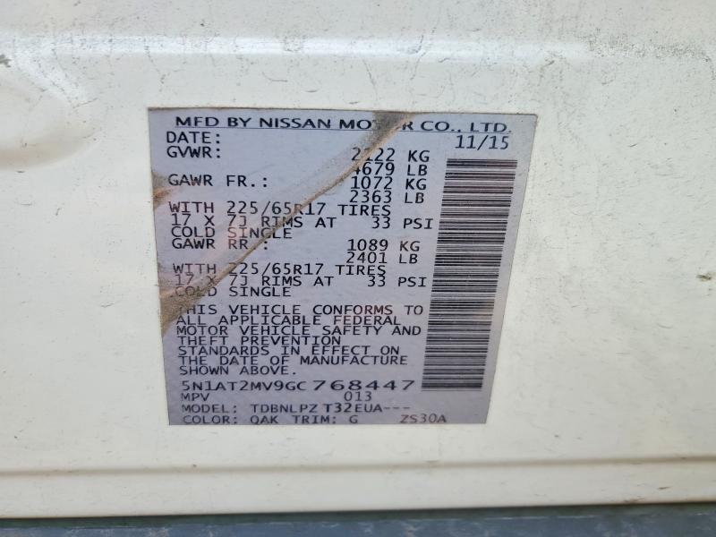 64904996 :رقم المزاد ، 5N1AT2MV9GC768447 vin ، 2016 Nissan Rogue مزاد بيع