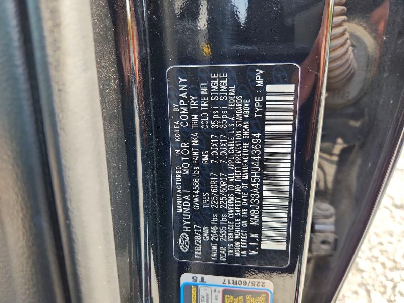 2017 Hyundai Tucson მანქანა იყიდება აუქციონზე, vin: KM8J33A45HU443694, აუქციონის ნომერი: 66296336