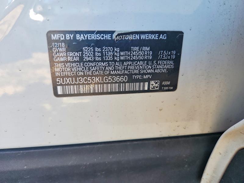 63469206 :رقم المزاد ، 5UXUJ3C53KLG53660 vin ، 2019 Bmw X4 مزاد بيع