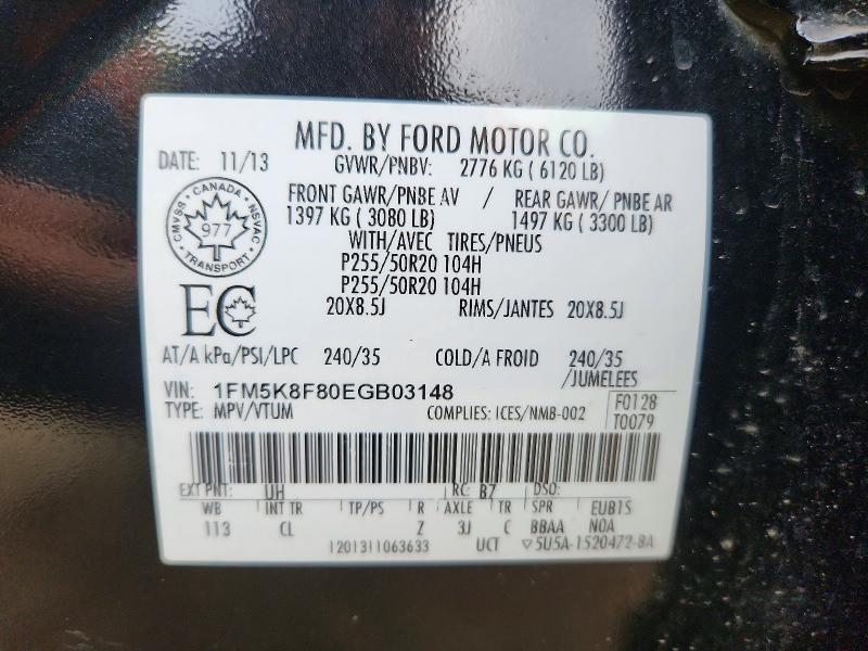 Продаж на аукціоні авто 2014 Ford Explorer, vin: 1FM5K8F80EGB03148, номер лоту: 61713516