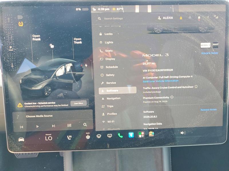 64459566 :رقم المزاد ، 5YJ3E1EA0RF815528 vin ، 2024 Tesla Model 3 مزاد بيع