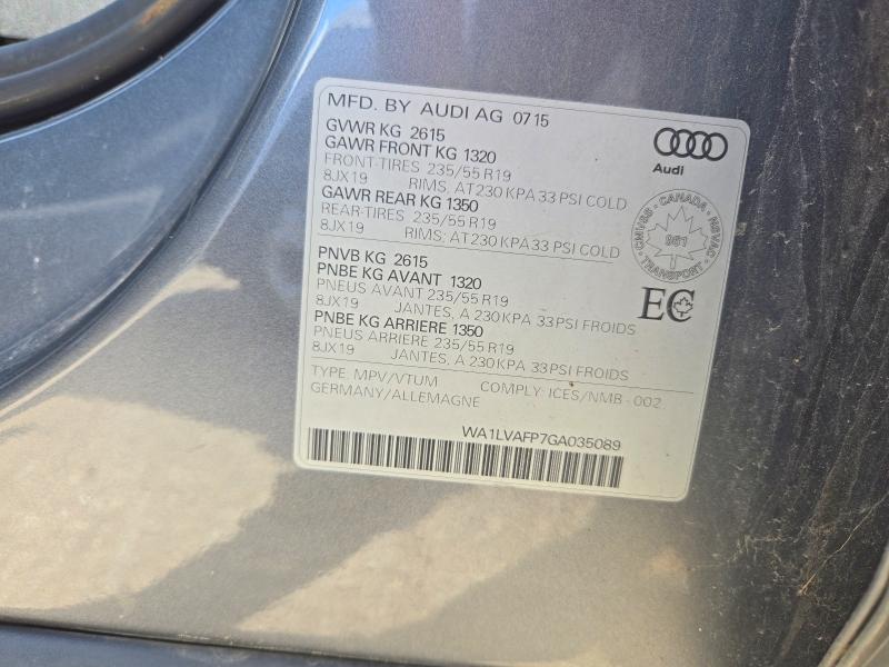 Aukcja sprzedaży 2016 Audi Q5, vin: WA1LVAFP7GA035089, numer aukcji: 66130816