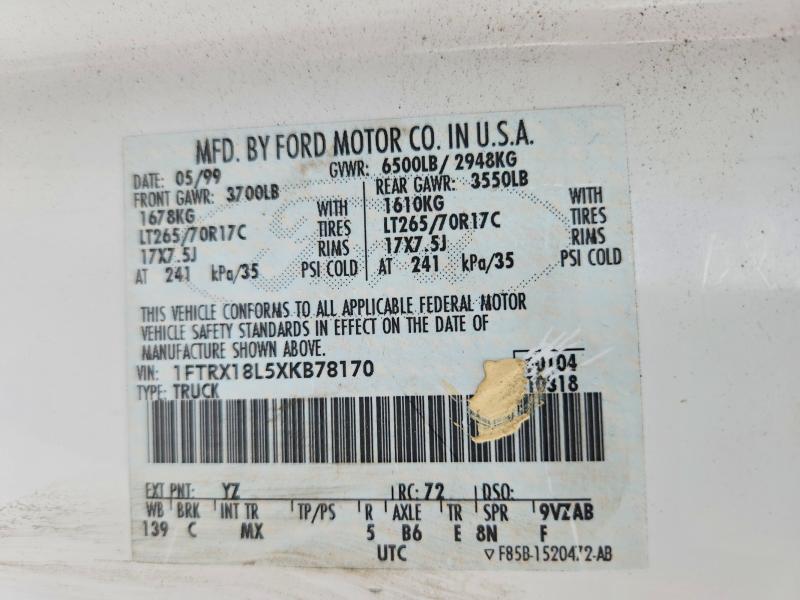 Продажа на аукционе авто 1999 Ford F150, vin: 1FTRX18L5XKB78170, номер лота: 66944356