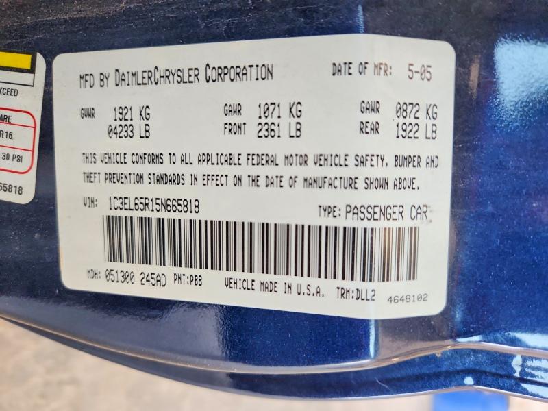 64343486 :رقم المزاد ، 1C3EL65R15N665818 vin ، 2005 Chrysler Sebring مزاد بيع