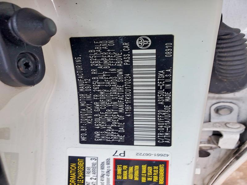 Aukcja sprzedaży 2012 Toyota Camry, vin: 4T1BF1FK8CU170234, numer aukcji: 66268226