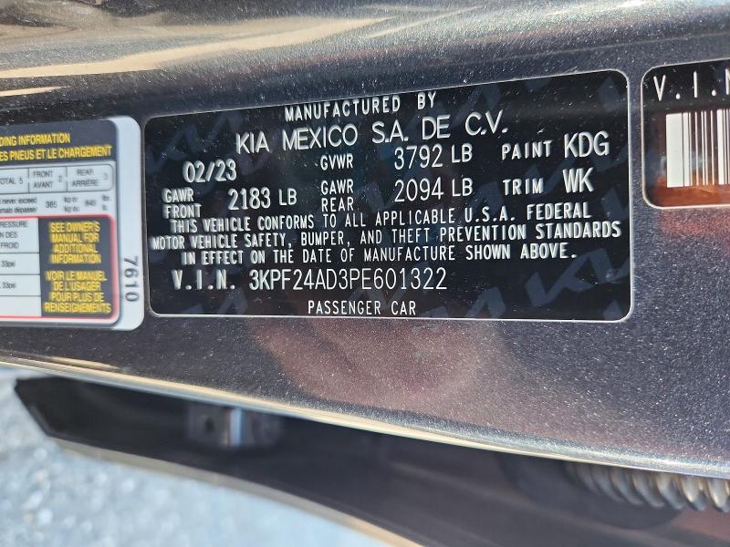 66351396 :رقم المزاد ، 3KPF24AD3PE601322 vin ، 2023 Kia Forte مزاد بيع