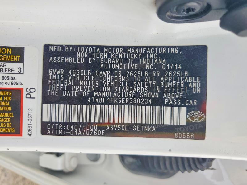 Продаж на аукціоні авто 2014 Toyota Camry, vin: 4T4BF1FK5ER380234, номер лоту: 64360506