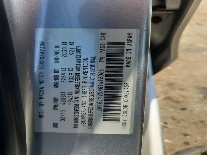 2016 Mazda 6 მანქანა იყიდება აუქციონზე, vin: JM1GJ1V5XG1416065, აუქციონის ნომერი: 66131066
