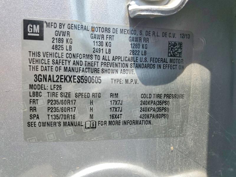Aukcja sprzedaży 2014 Chevrolet Captiva, vin: 3GNAL2EKXES590605, numer aukcji: 64934426