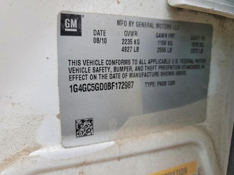 Aukcja sprzedaży 2011 Buick Lacrosse, vin: 1G4GC5GD0BF172987, numer aukcji: 66069746