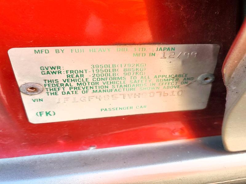 Продажа на аукционе авто 2000 Subaru Impreza, vin: JF1GF4857YH807610, номер лота: 64082376