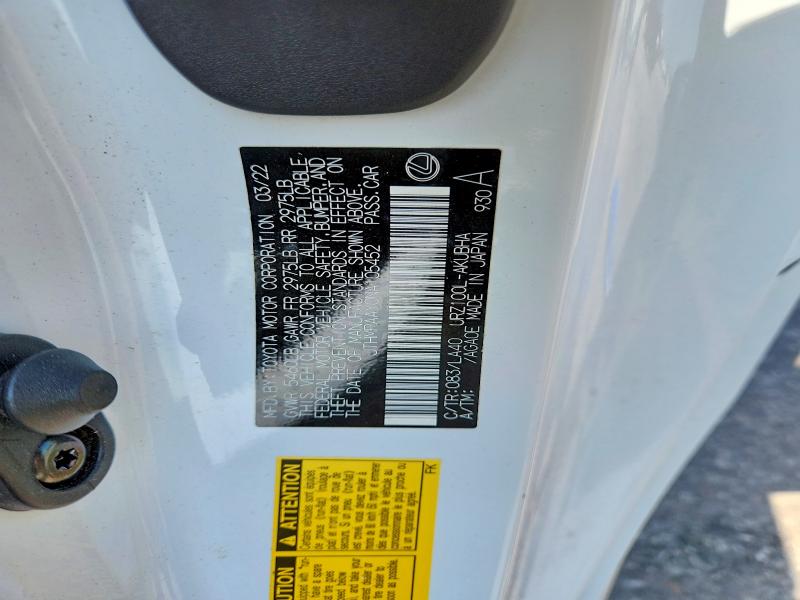 63753776 :رقم المزاد ، JTHMPAAY0NA105452 vin ، 2022 Lexus Lc مزاد بيع