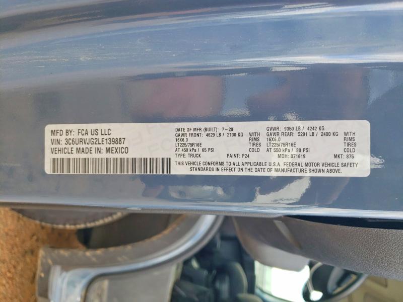 Продаж на аукціоні авто 2020 Ram Promaster 3500, vin: 3C6URVJG2LE139887, номер лоту: 65391276