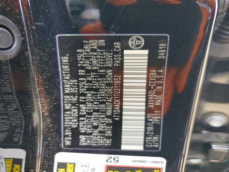 Aukcja sprzedaży 2026 Toyota Camry, vin: 4T1DAACK1TU311852, numer aukcji: 66149266