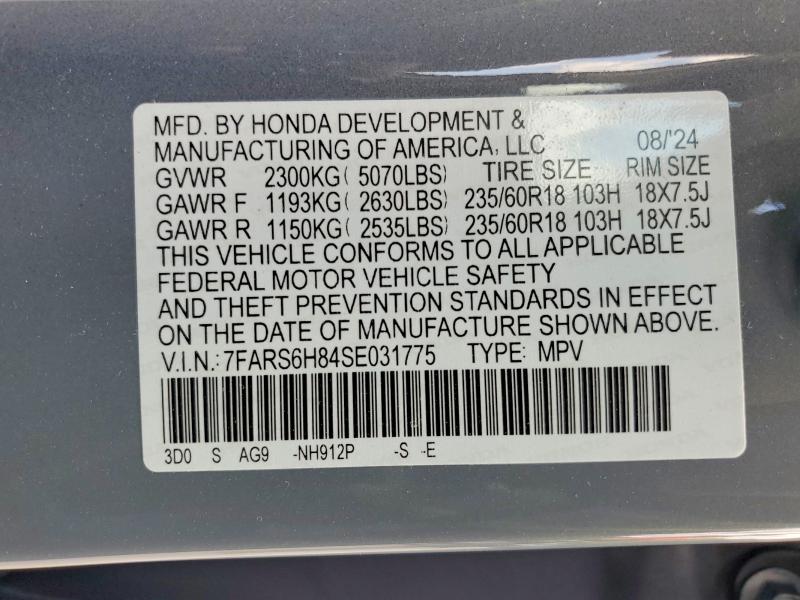 Aukcja sprzedaży 2025 Honda Cr-v, vin: 7FARS6H84SE031775, numer aukcji: 66525766