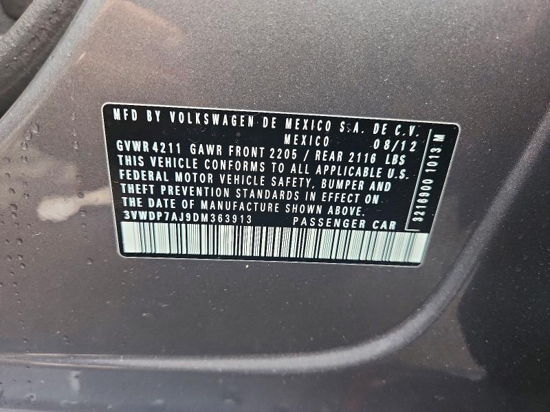 65027056 :رقم المزاد ، 3VWDP7AJ9DM363913 vin ، 2013 Volkswagen Jetta مزاد بيع