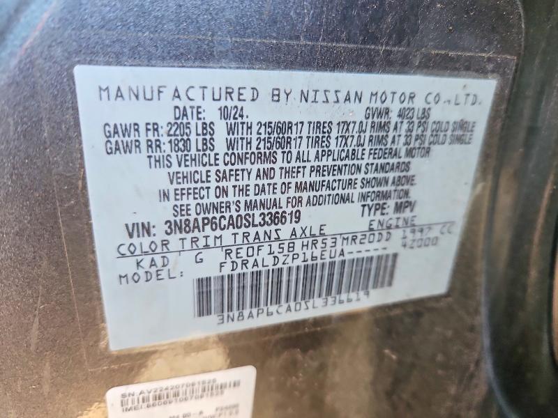 Aukcja sprzedaży 2025 Nissan Kicks, vin: 3N8AP6CA0SL336619, numer aukcji: 66072206
