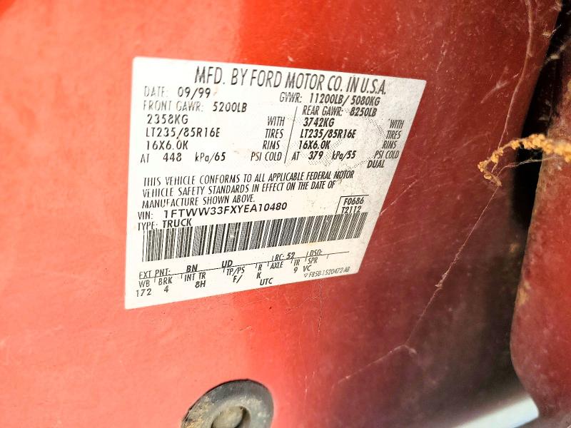 Aukcja sprzedaży 2000 Ford F350, vin: 1FTWW33FXYEA10480, numer aukcji: 63551006