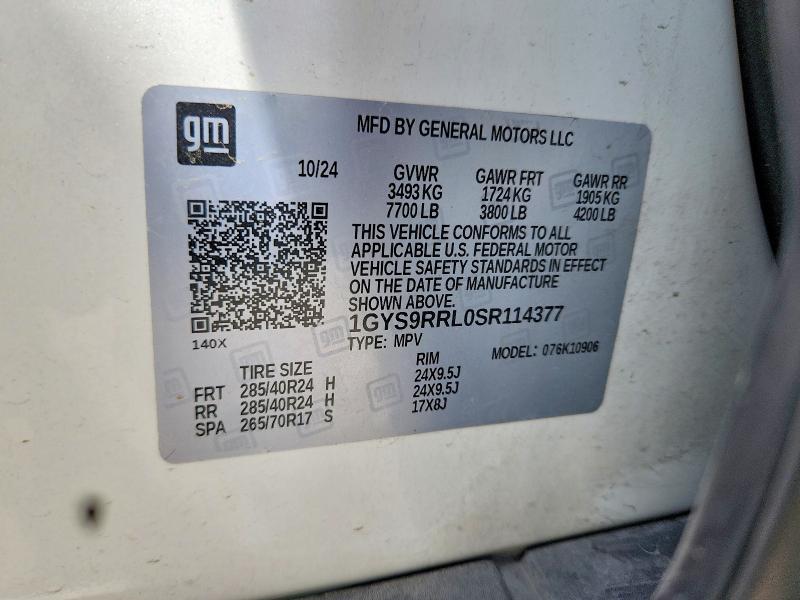 Aukcja sprzedaży 2025 Cadillac Escalade, vin: 1GYS9RRL0SR114377, numer aukcji: 64795486