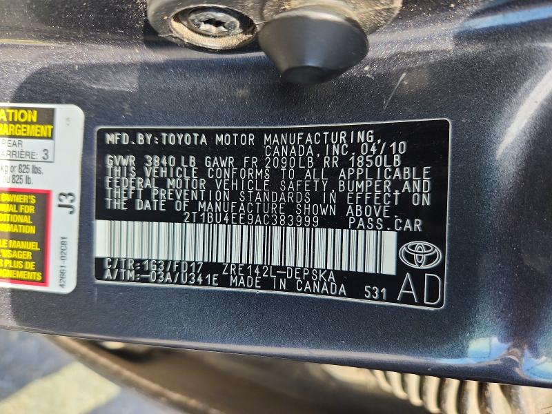 Aukcja sprzedaży 2010 Toyota Corolla, vin: 2T1BU4EE9AC383999, numer aukcji: 63533836