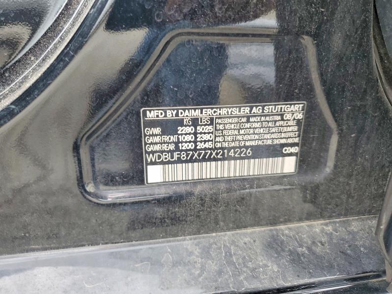 Aukcja sprzedaży 2007 Mercedes-benz E, vin: WDBUF87X77X214226, numer aukcji: 63942536