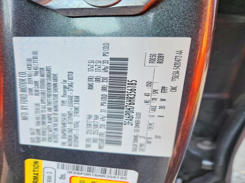 2017 Ford Fusion მანქანა იყიდება აუქციონზე, vin: 3FA6P0H76HR356185, აუქციონის ნომერი: 63914076