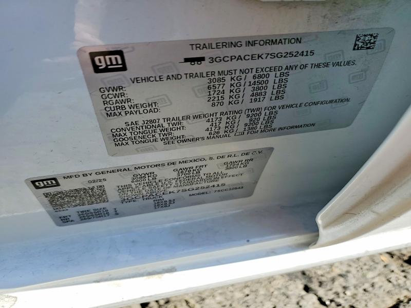 Продаж на аукціоні авто 2025 Chevrolet Silverado, vin: 3GCPACEK7SG252415, номер лоту: 66388426