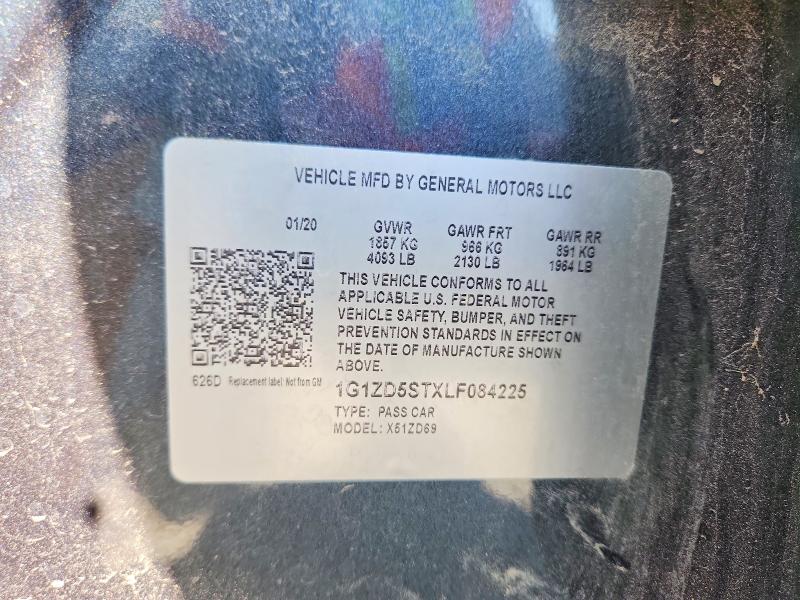 64046506 :رقم المزاد ، 1G1ZD5STXLF084225 vin ، 2020 Chevrolet Malibu مزاد بيع