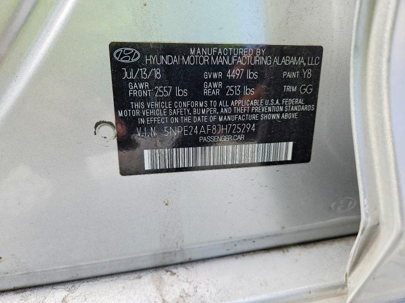 64786726 :رقم المزاد ، 5NPE24AF8JH725294 vin ، 2018 Hyundai Sonata مزاد بيع