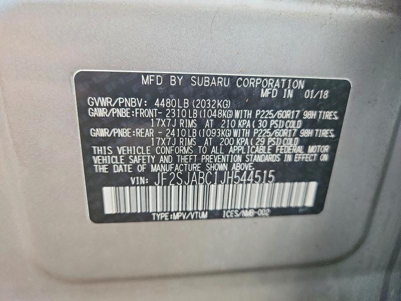 Aukcja sprzedaży 2018 Subaru Forester, vin: JF2SJABC1JH544515, numer aukcji: 65026446