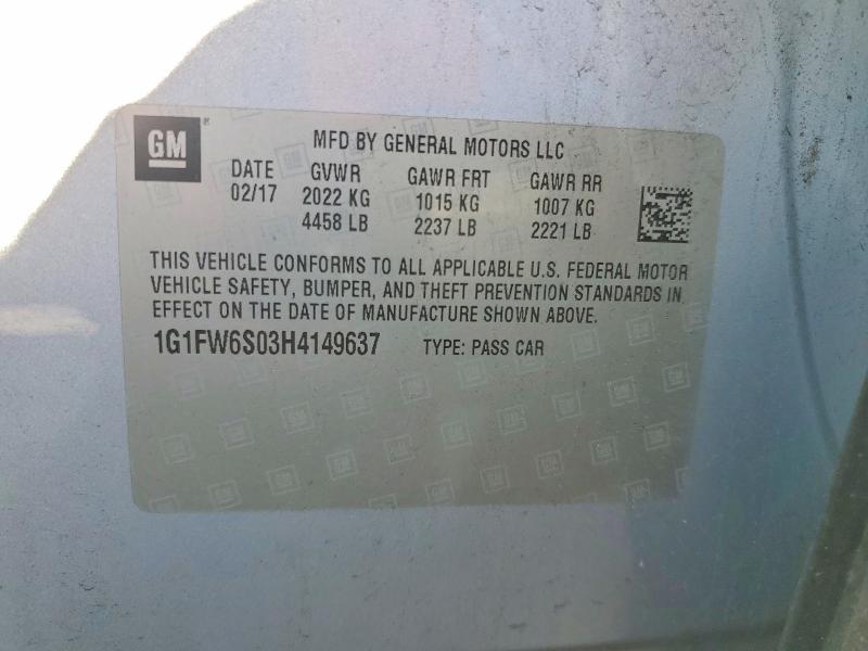 Продаж на аукціоні авто 2017 Chevrolet Bolt Ev, vin: 1G1FW6S03H4149637, номер лоту: 61858436