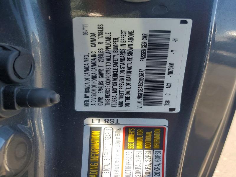 Aukcja sprzedaży 2012 Honda Civic, vin: 2HGFG3A85CH506677, numer aukcji: 66472726