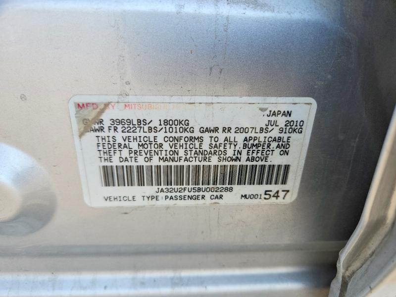 Продажа на аукционе авто 2011 Mitsubishi Lancer, vin: JA32U2FU5BU002288, номер лота: 64579656