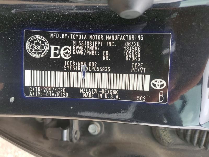 Продажа на аукционе авто 2020 Toyota Corolla, vin: 5YFB4RBEXLP055835, номер лота: 64402886