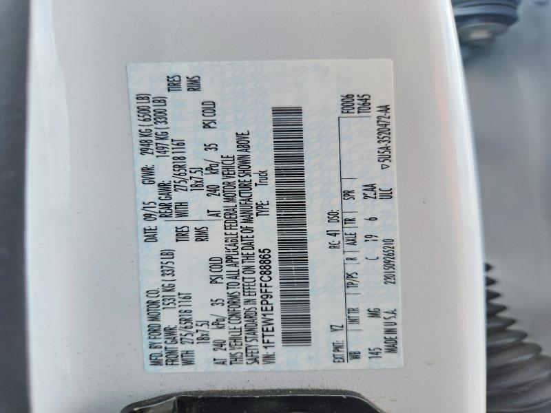 61023956 :رقم المزاد ، 1FTEW1EP9FFC88865 vin ، 2015 Ford F150 مزاد بيع