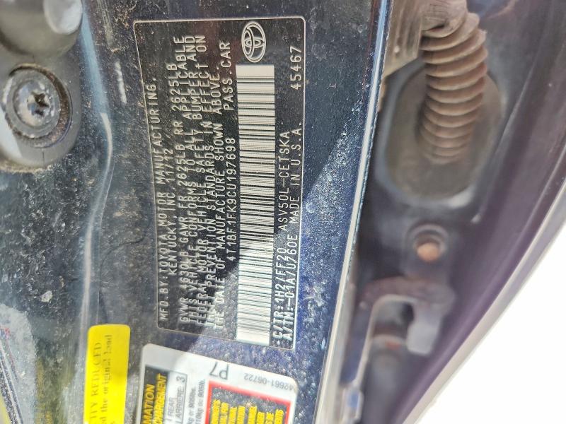 2012 Toyota Camry მანქანა იყიდება აუქციონზე, vin: 4T1BF1FK9CU197698, აუქციონის ნომერი: 65197266