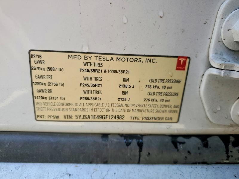 Aukcja sprzedaży 2016 Tesla Model S, vin: 5YJSA1E49GF124982, numer aukcji: 64764926
