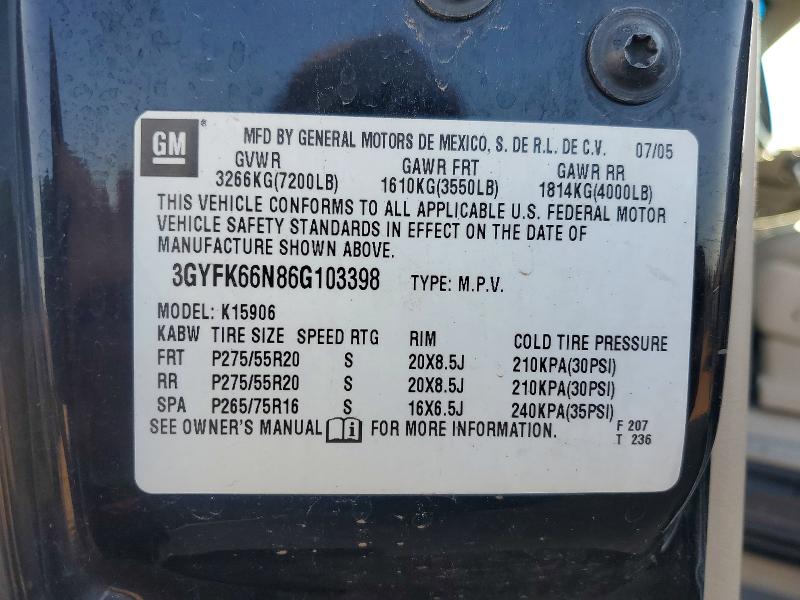 Aukcja sprzedaży 2006 Cadillac Escalade, vin: 3GYFK66N86G103398, numer aukcji: 64660636