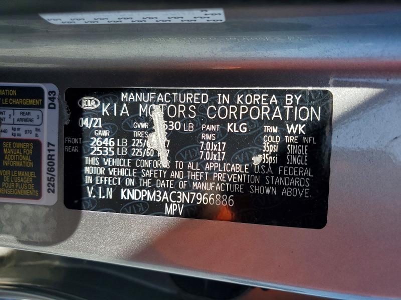 65753546 :رقم المزاد ، KNDPM3AC3N7966886 vin ، 2022 Kia Sportage مزاد بيع