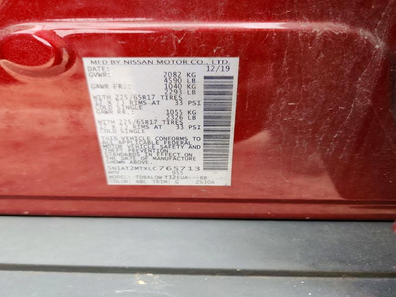 66959246 :رقم المزاد ، 5N1AT2MTXLC765713 vin ، 2020 Nissan Rogue مزاد بيع