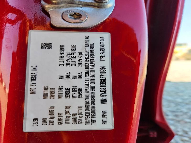 Aukcja sprzedaży 2020 Tesla Mdl 3, vin: 5YJ3E1EB8LF710994, numer aukcji: 64494406