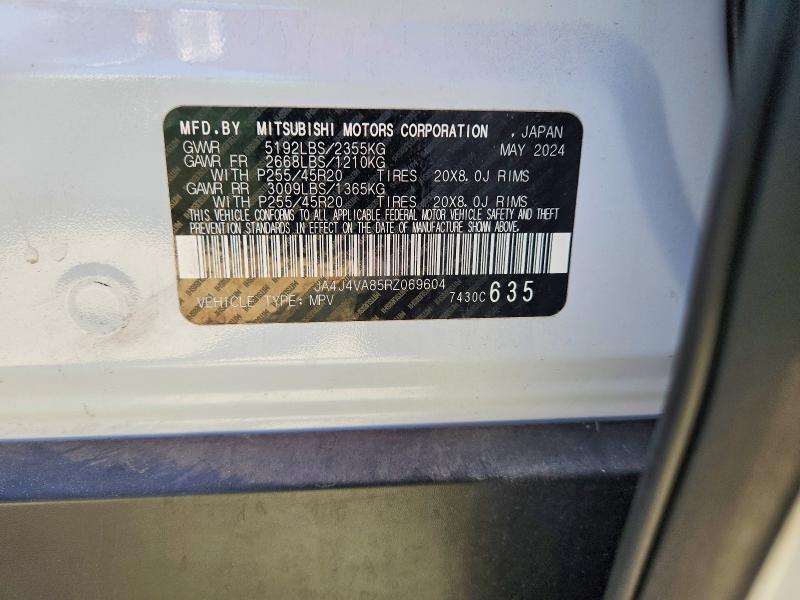 2024 Mitsubishi Outlander მანქანა იყიდება აუქციონზე, vin: JA4J4VA85RZ069604, აუქციონის ნომერი: 64676076