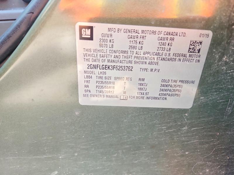 64906316 :رقم المزاد ، 2GNFLGEK3F6253762 vin ، 2015 Chevrolet Equinox مزاد بيع