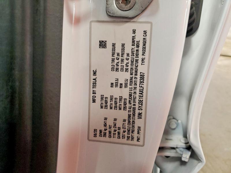 Aukcja sprzedaży 2020 Tesla Model 3, vin: 5YJ3E1EAXLF783887, numer aukcji: 64145556