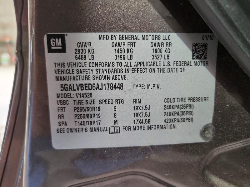 Aukcja sprzedaży 2010 Buick Enclave, vin: 5GALVBED6AJ178448, numer aukcji: 63374976