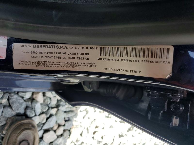 66435006 :رقم المزاد ، ZAM57YSS4J1281516 vin ، 2018 Maserati Ghibli مزاد بيع