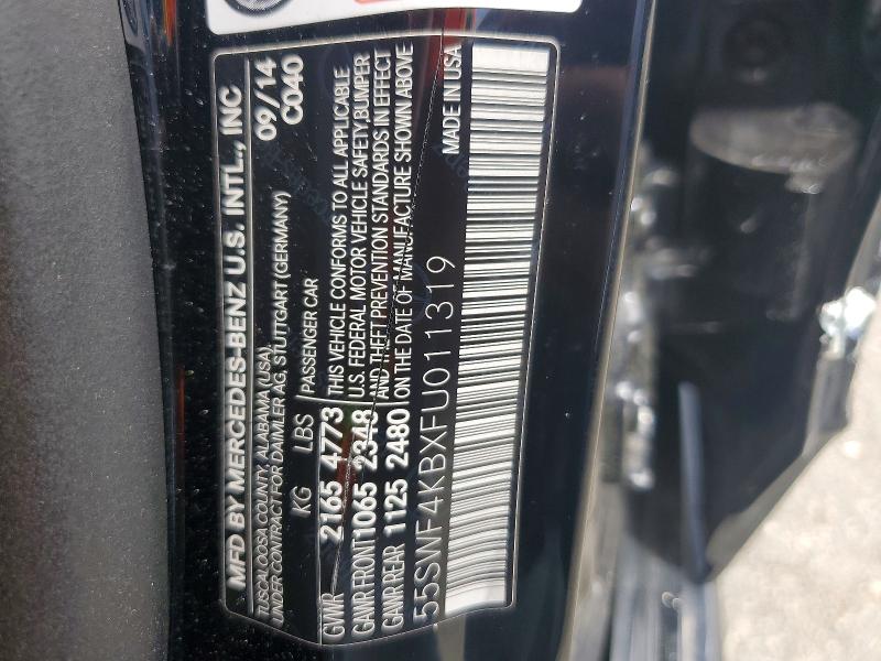 2015 Mercedes-benz C მანქანა იყიდება აუქციონზე, vin: 55SWF4KBXFU011319, აუქციონის ნომერი: 63939446
