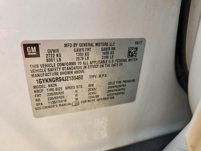65481636 :رقم المزاد ، 1GYKNGRS4JZ130460 vin ، 2018 Cadillac Xt5 مزاد بيع