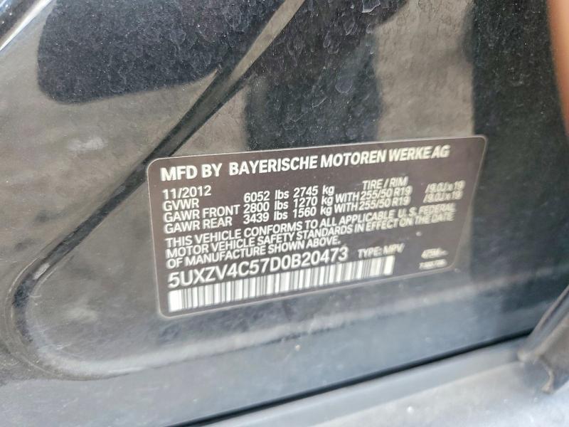 2013 Bmw X5 მანქანა იყიდება აუქციონზე, vin: 5UXZV4C57D0B20473, აუქციონის ნომერი: 63745786